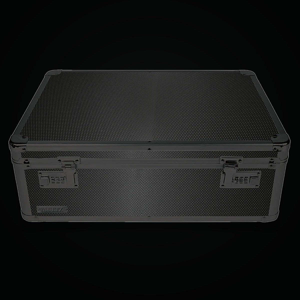 Front view of the sealed black vault
